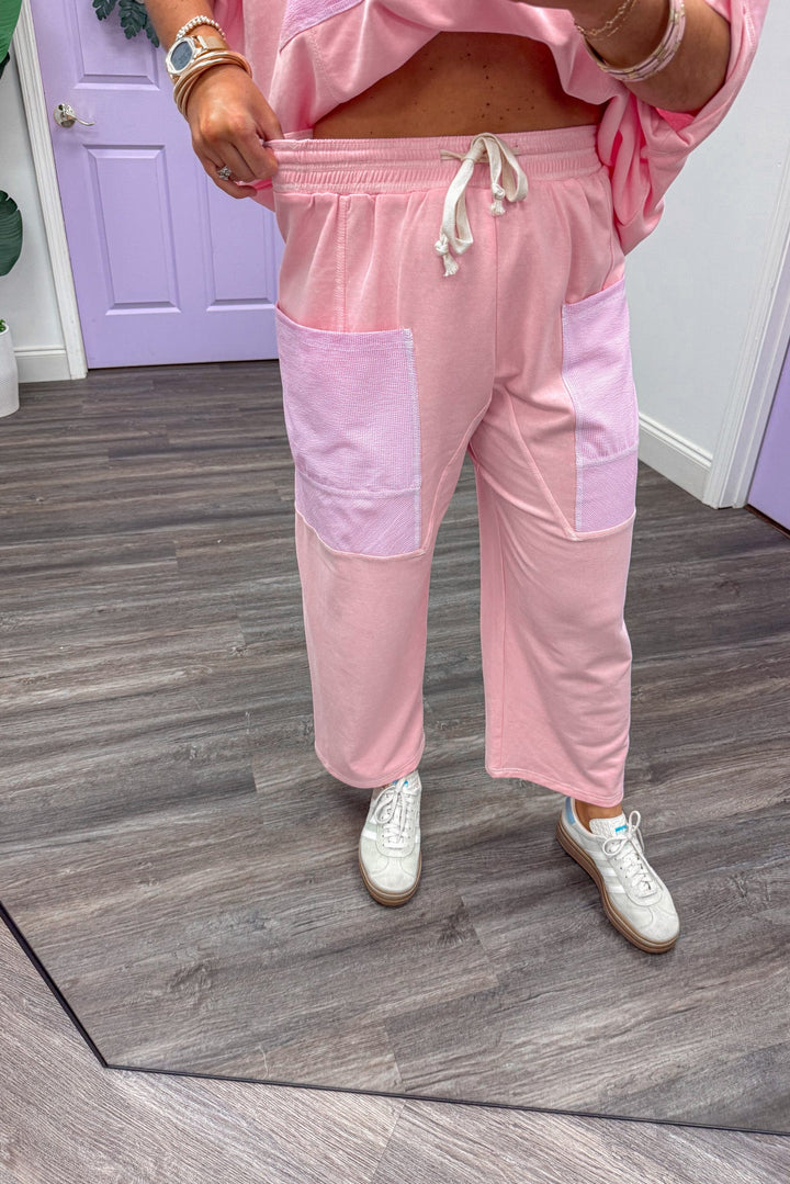 women's comfy cute pink gingham lounge set