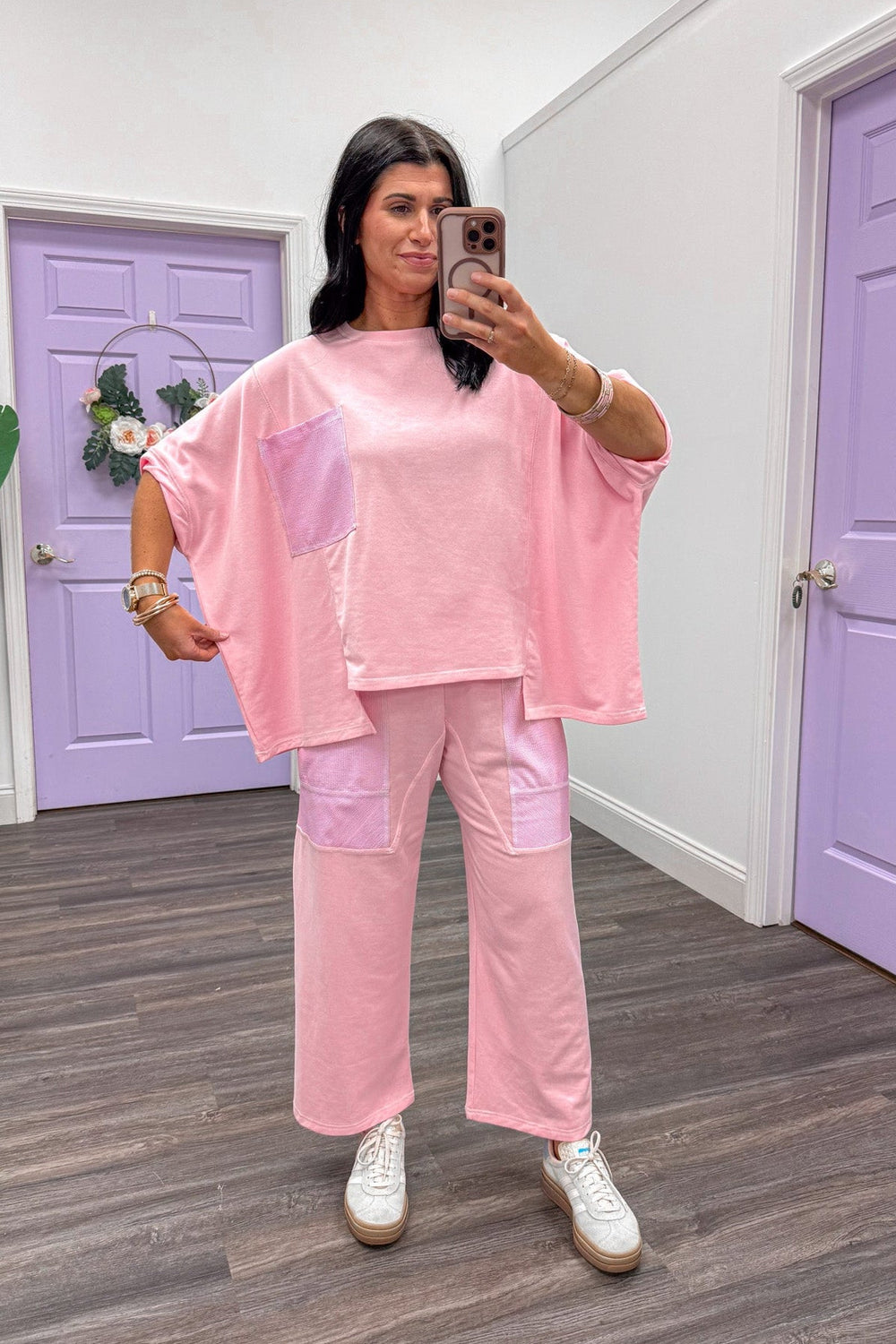 women's comfy cute pink oversized lounge set