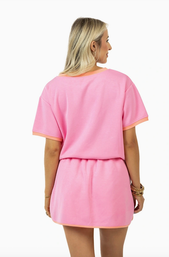 pink and orange matching skort set back
