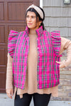 pink plaid puffer vest