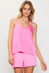Skies Are Blue Eco friendly recycled poly double strap cami tank top in pink