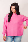 ribbed pink mock neck sweater