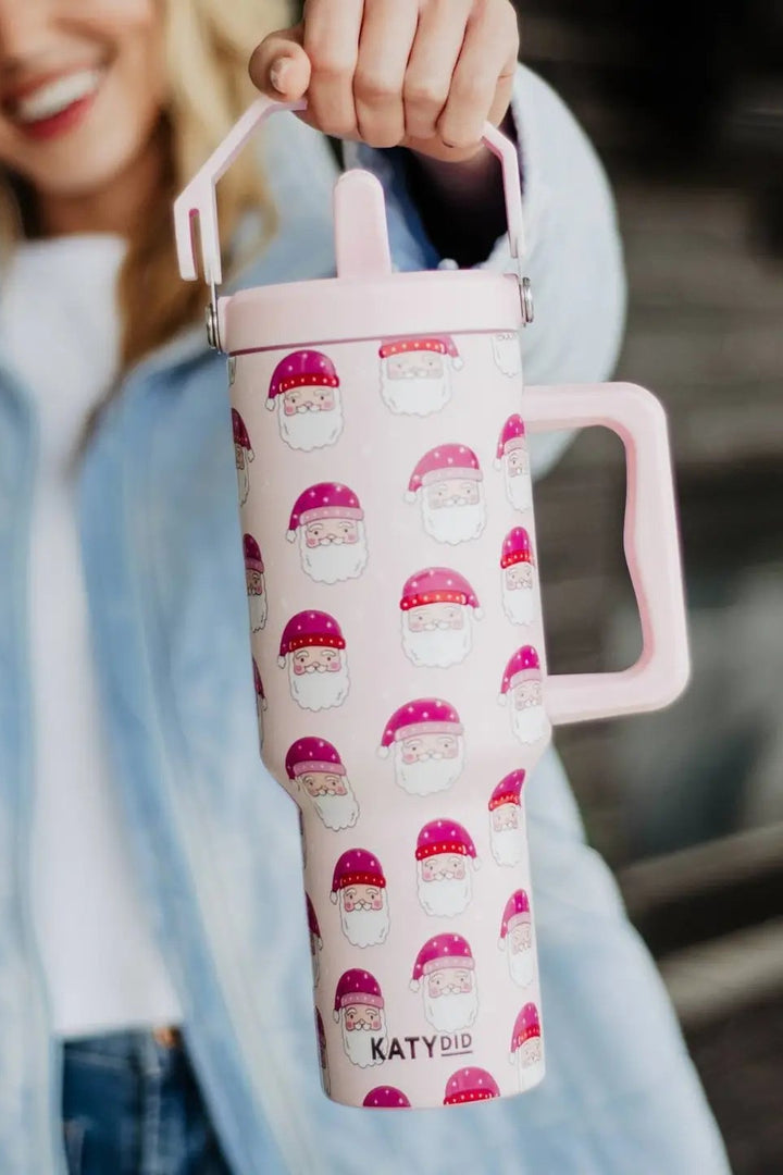 santa claus hats pink travel tumbler katydid model