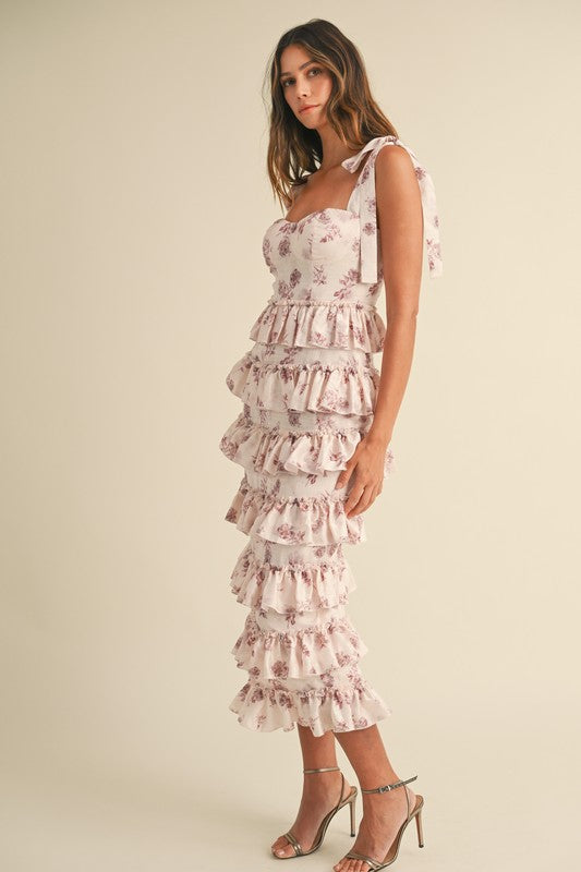 bustier midi dress floral Wedelia Floral Bustier Midi Dress