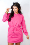pink sweatshirt athleisure dress