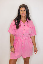 pink cotton gauze romper