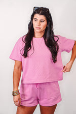wishlist pink textured matching shorts set