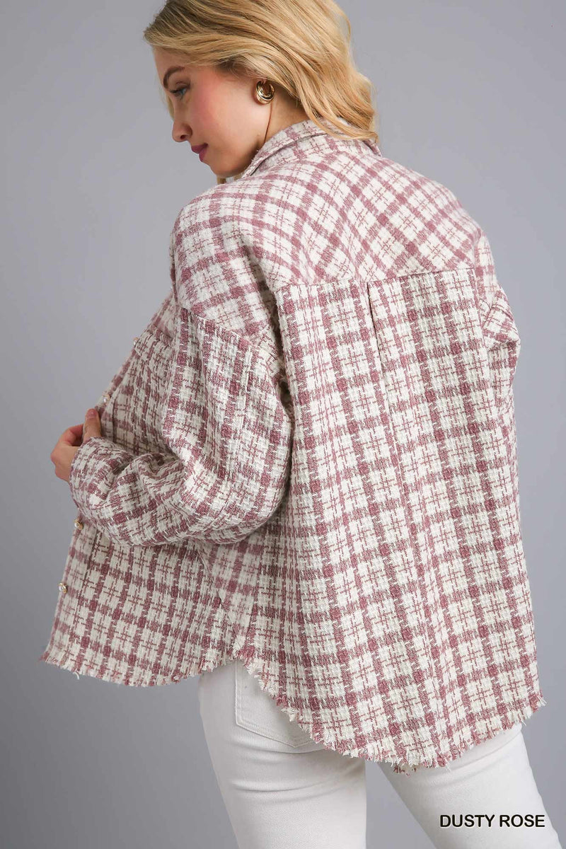 plaid tweed mauve umgee jacket