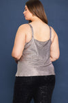 Skie Are Blue Metallic champagne sleeveless cowl neck top