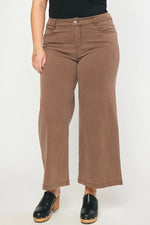 plus size brown wide leg denim pants