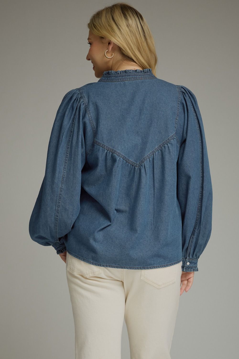 Entro plus size washed denim babydoll top with a flattering fit