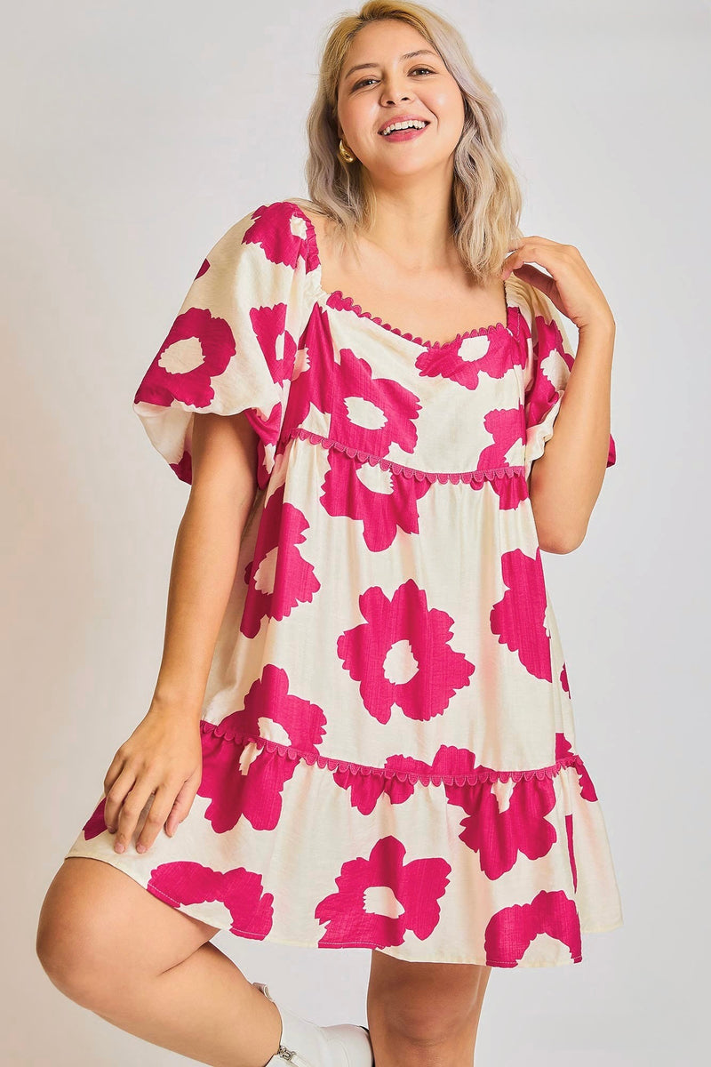 hot pink floral dress plus size umgee