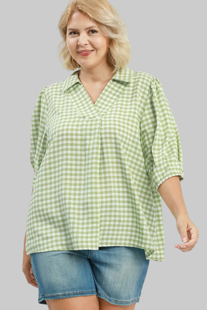 umgee plus size gingham top