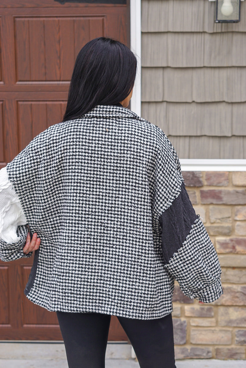 POL houndstooth sweater shacket