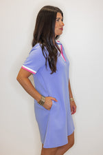 blue pink polo preppy shirt dress