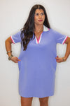 blue pink polo preppy shirt dress
