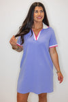blue pink polo preppy shirt dress
