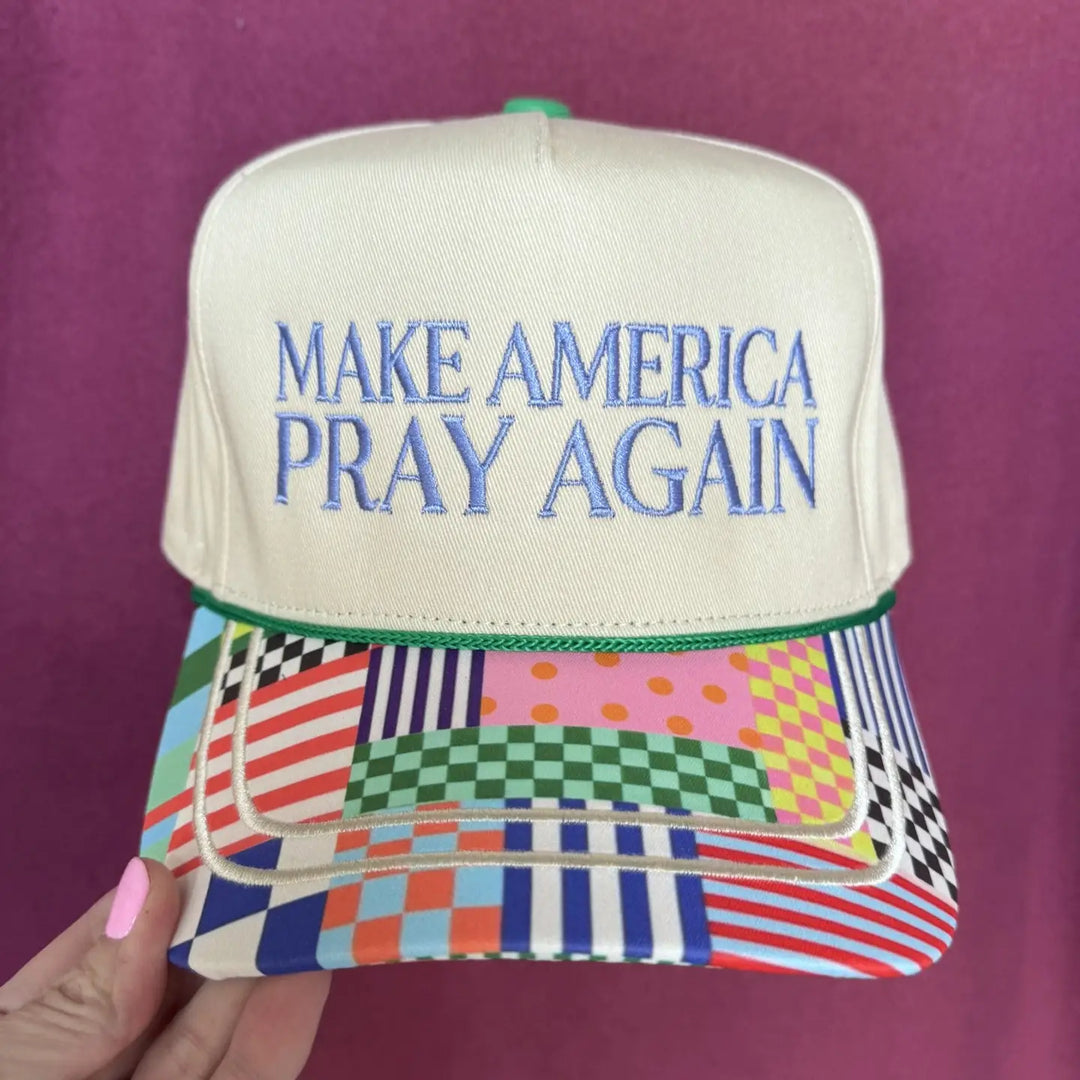 make America pray again trucker hat poppy & pine