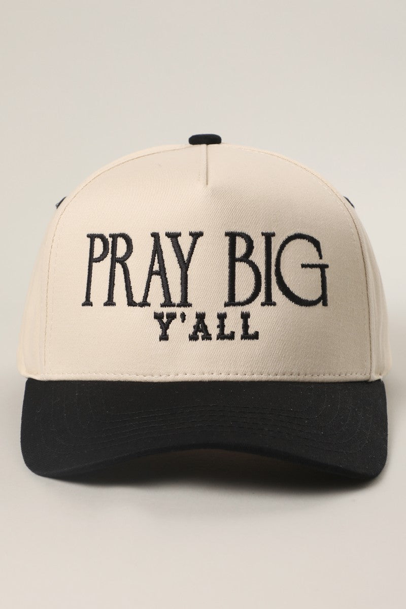 pray big y'all black canvas trucker hat for women's