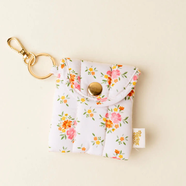 floral earbud quilted case