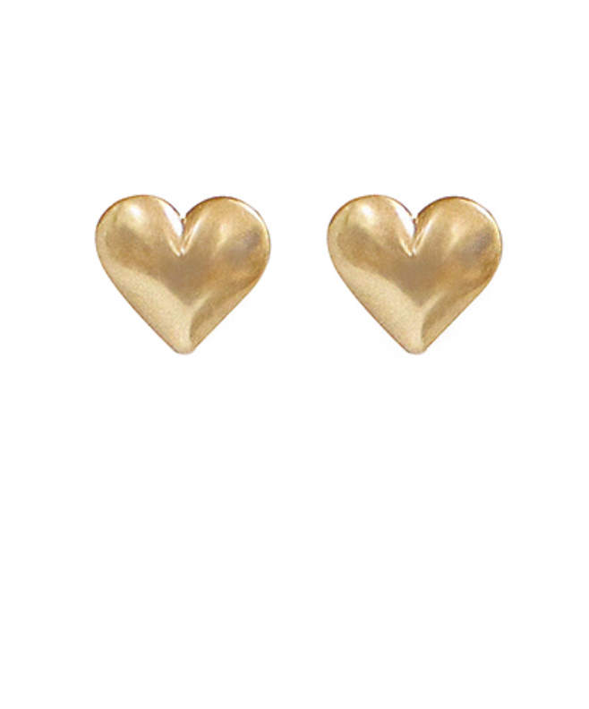 GOLD puffy heart earrings stud