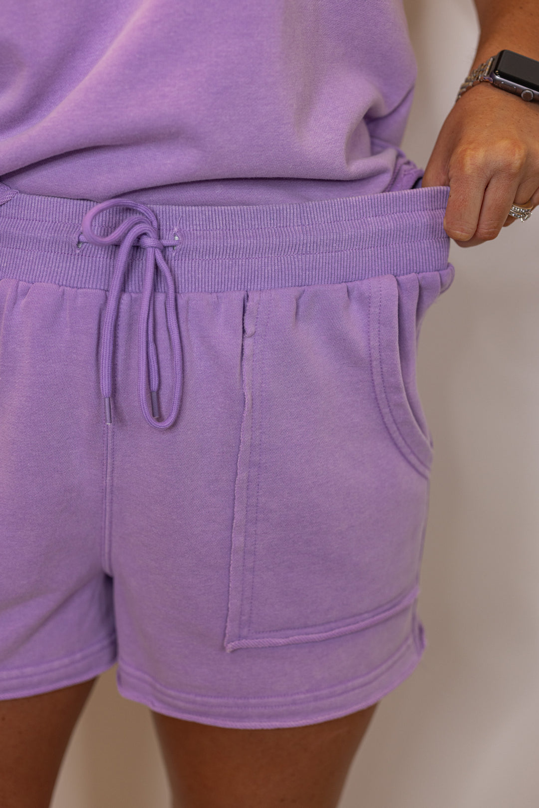 cotton lavender casual shorts set