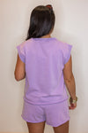 cotton lavender casual shorts set