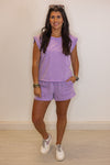 cotton lavender casual shorts set