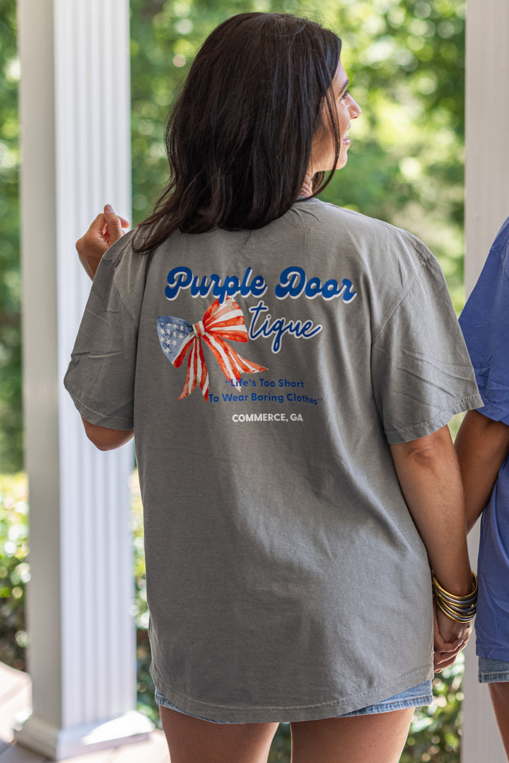 comfort colors custom bow logo tee shirt