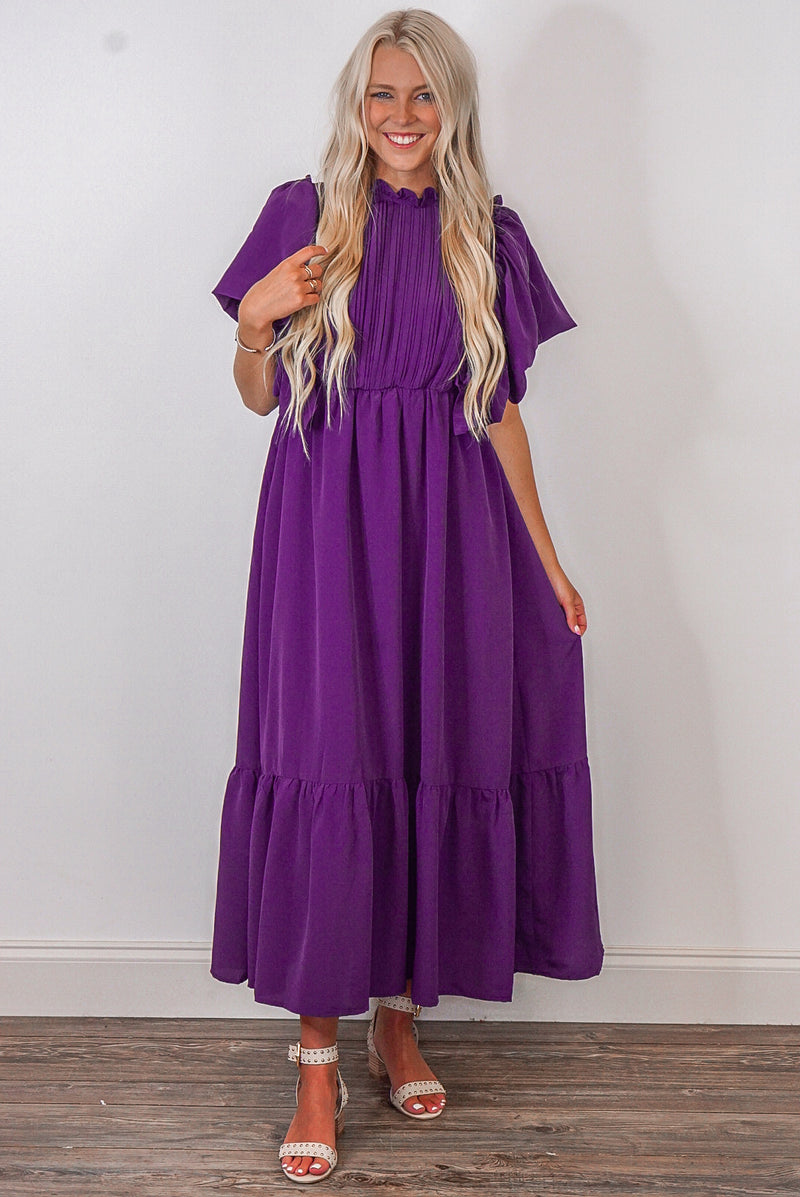 purple ruffle entro womens maxi dress fall