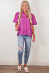 orchid textured button up top