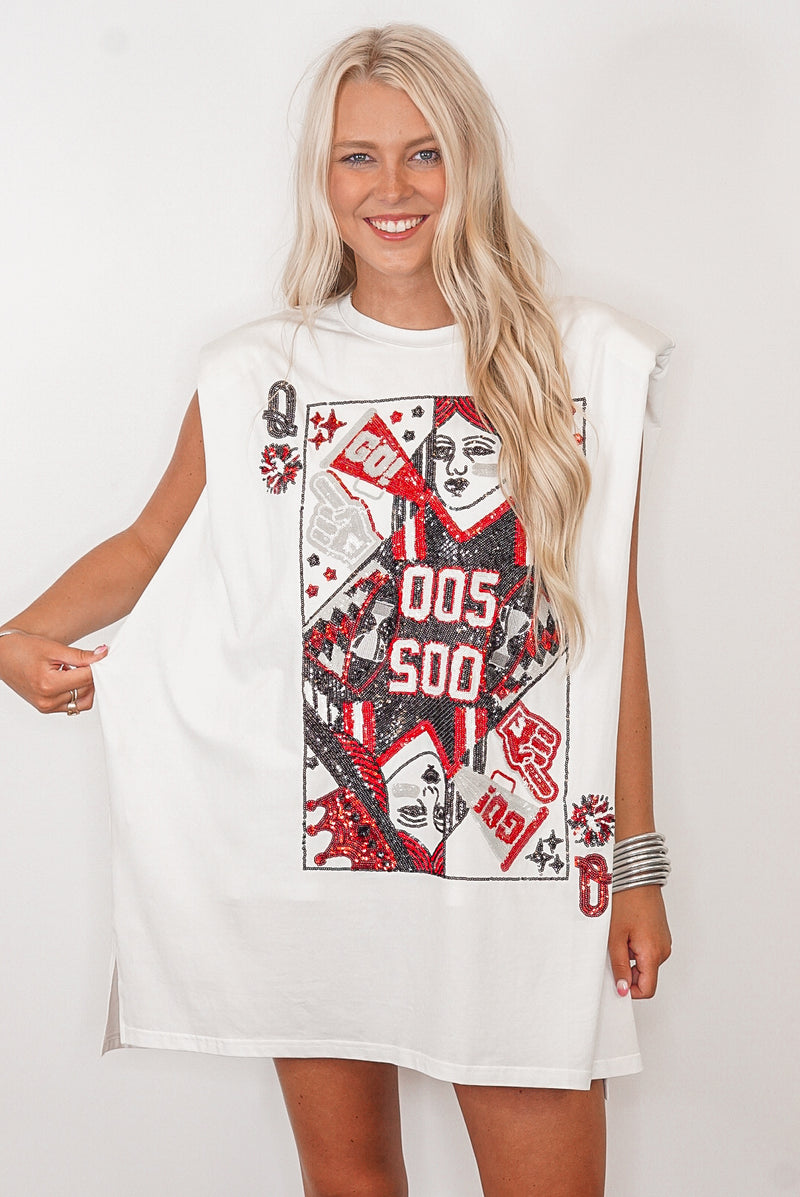 queen of sparkles red black gameday card dress
