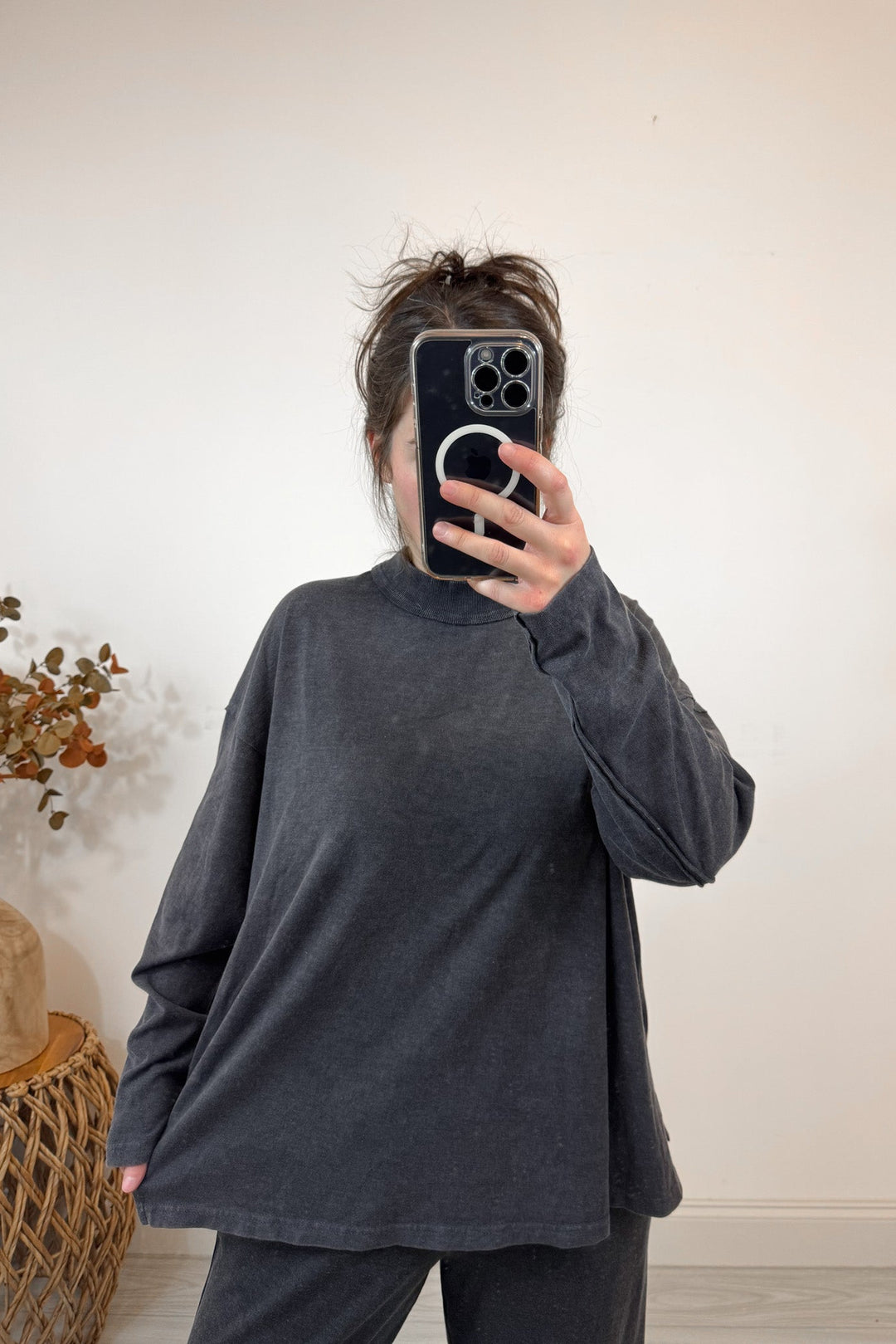 rae mode black mock neck matching pants set top