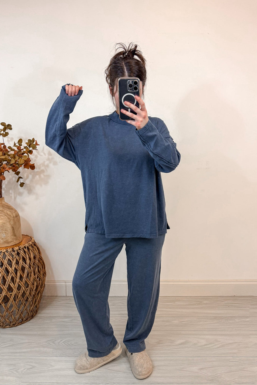 rae mode blue mock neck matching pants set width
