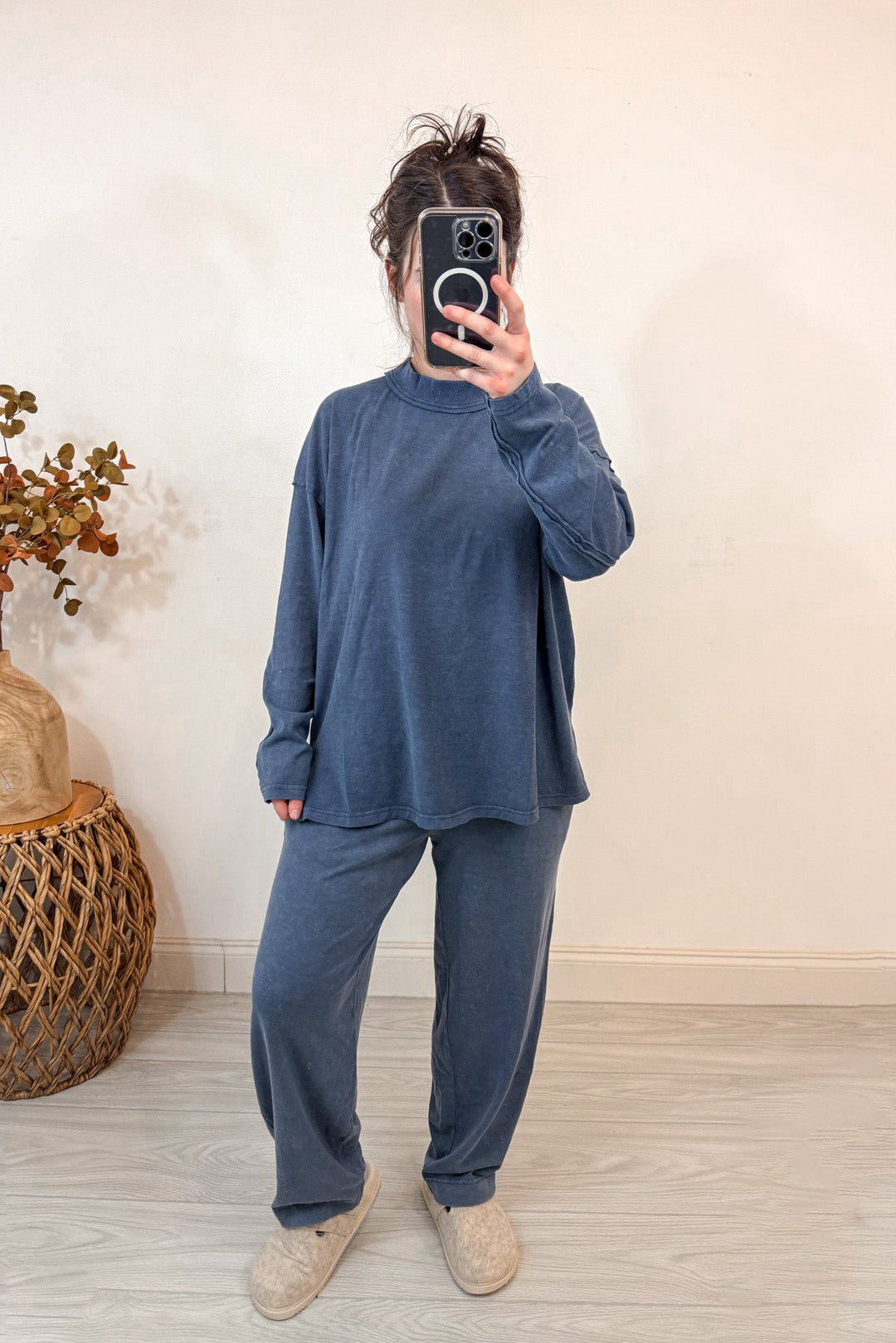 rae mode blue mock neck matching pants set
