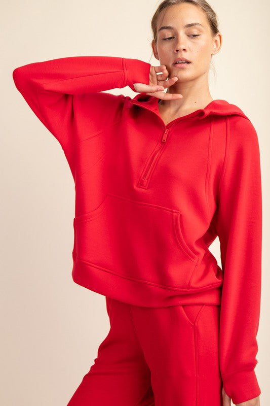 SCUBA MOCK NECK PULLOVER - TRUE RED - 3XL