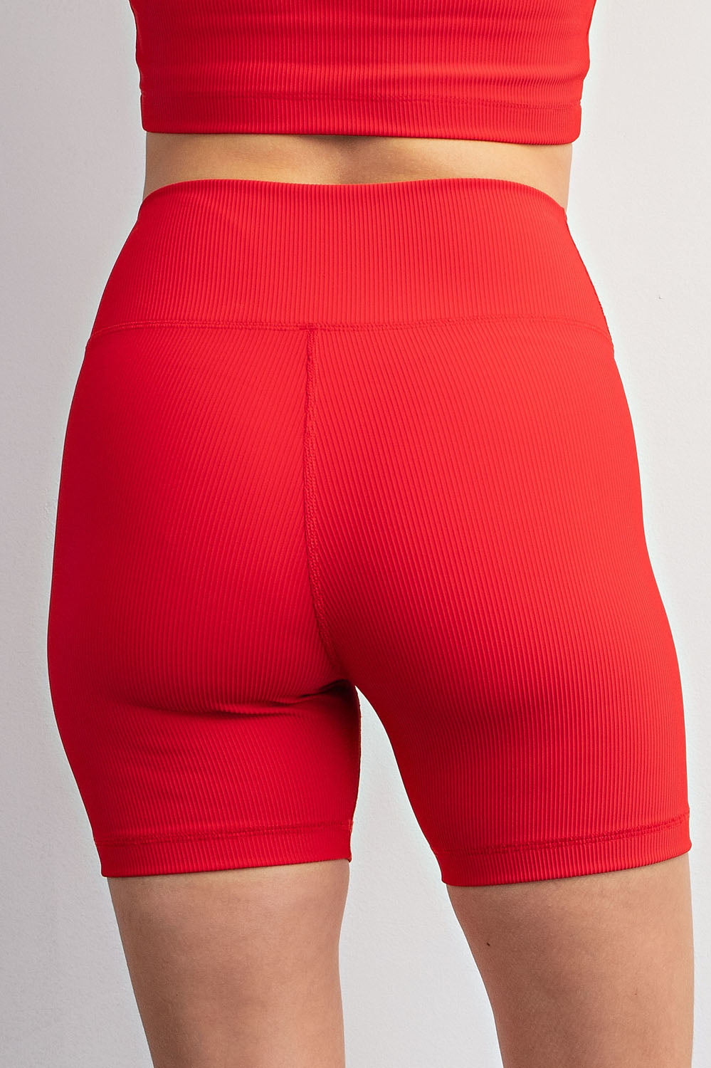 Red Criss Cross Waist Biker Shorts | Purple Door | Commerce