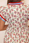 red blue floral print midi dress