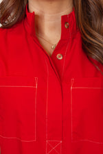 casual red cotton swing dress