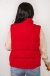 trending red corduroy quilted vest