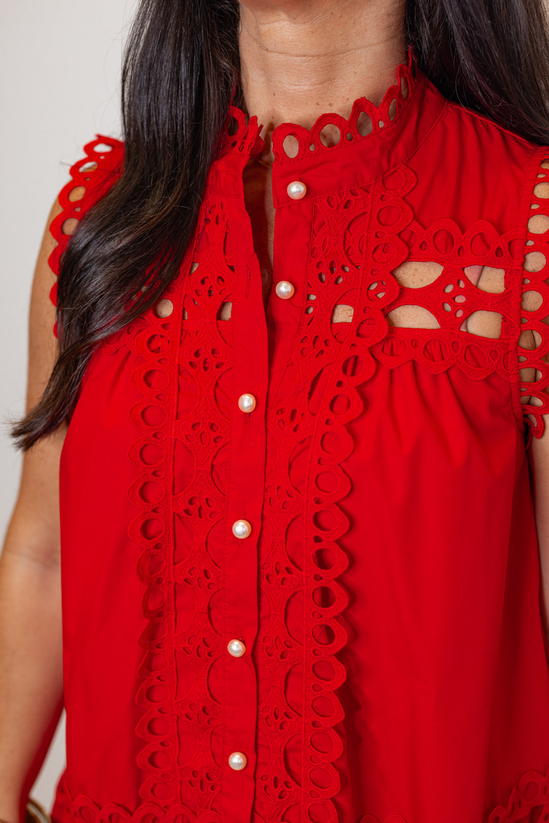 red lace crochet cocktail dress