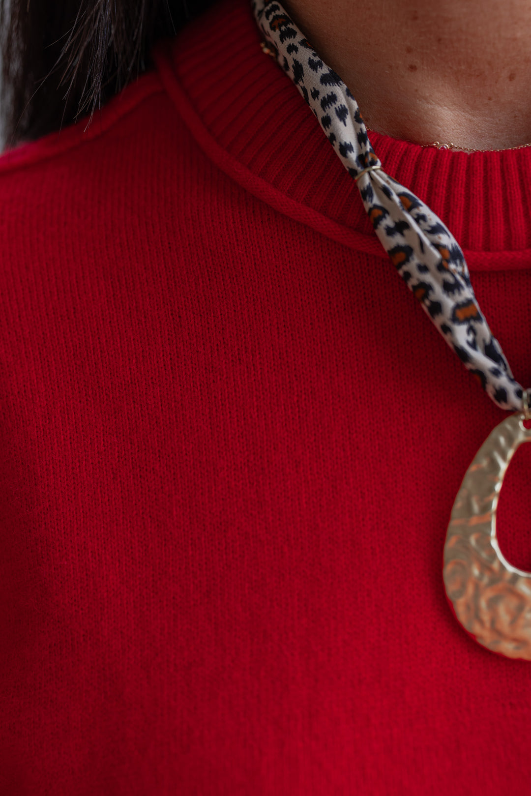 Staple Sweater Top Red by Jodifl showing ribbed crew neckline