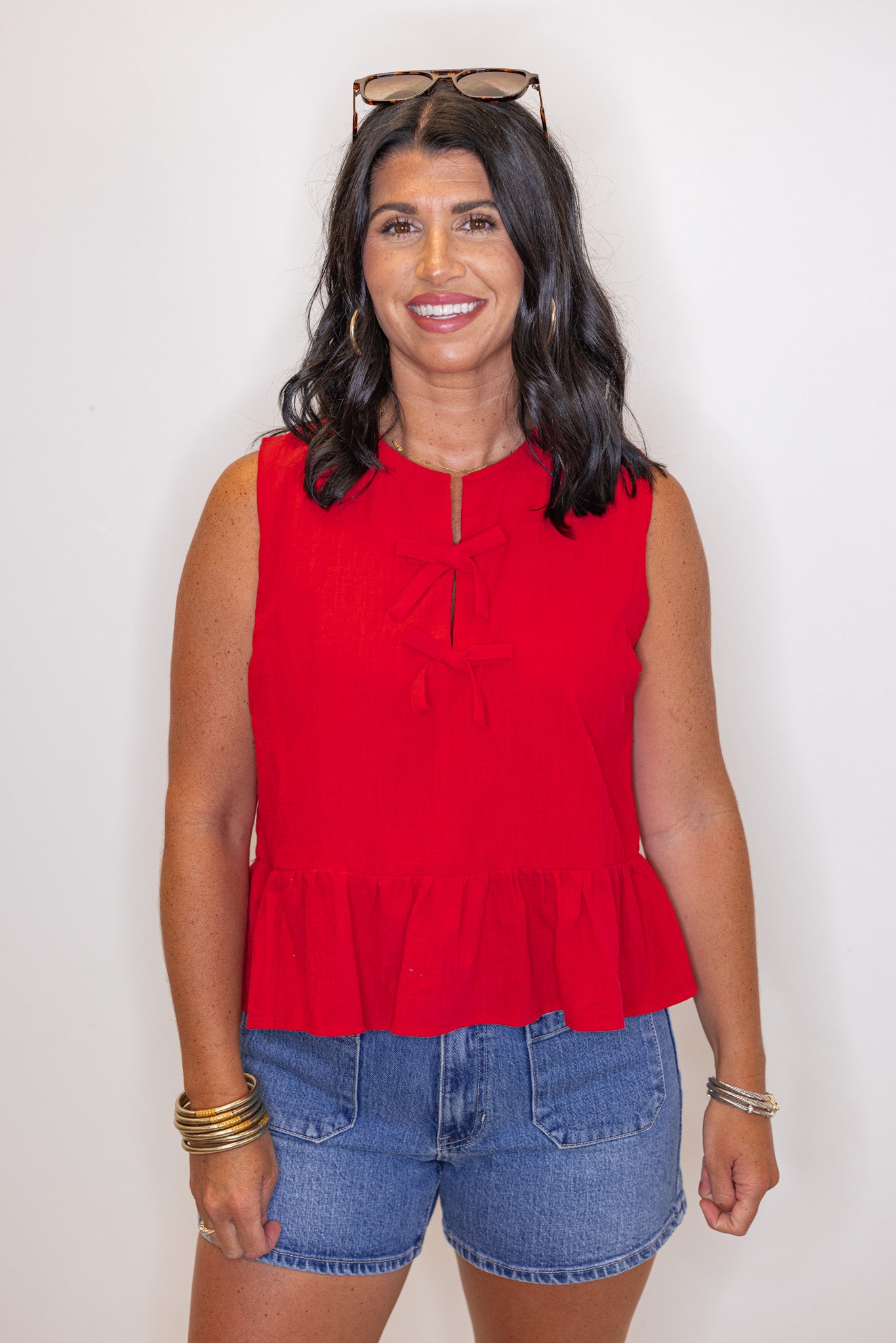 Red Sleeveless Peplum Top | Purple Door | Commerce GA – Purple