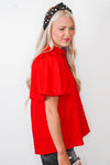 red puff sleeve top