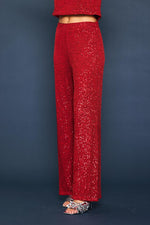 Skie Are Blue Red sequin wide leg pants 