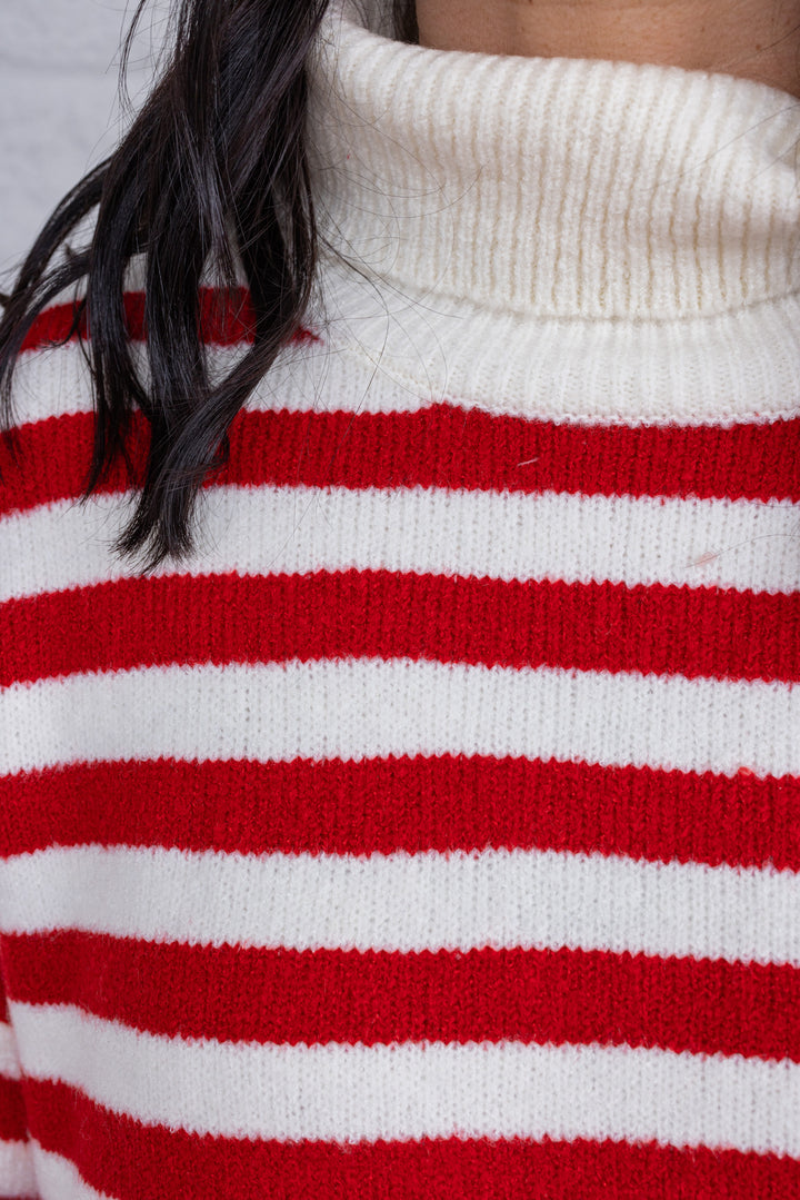 Winter Charm Red Striped Sweater