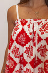 red white boho print summer dress
