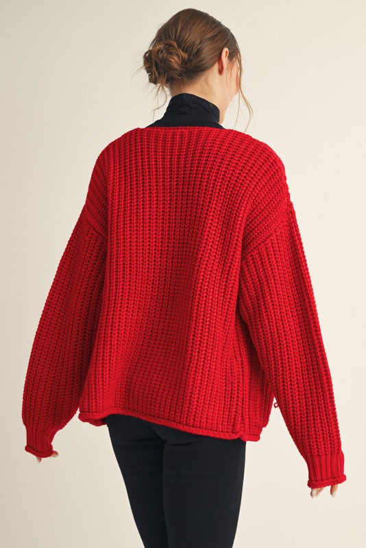 Sassy Season Red Sweater Cardigan