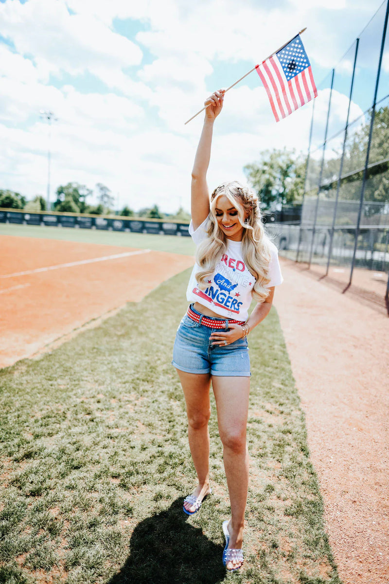 red white and dingers graphic tee