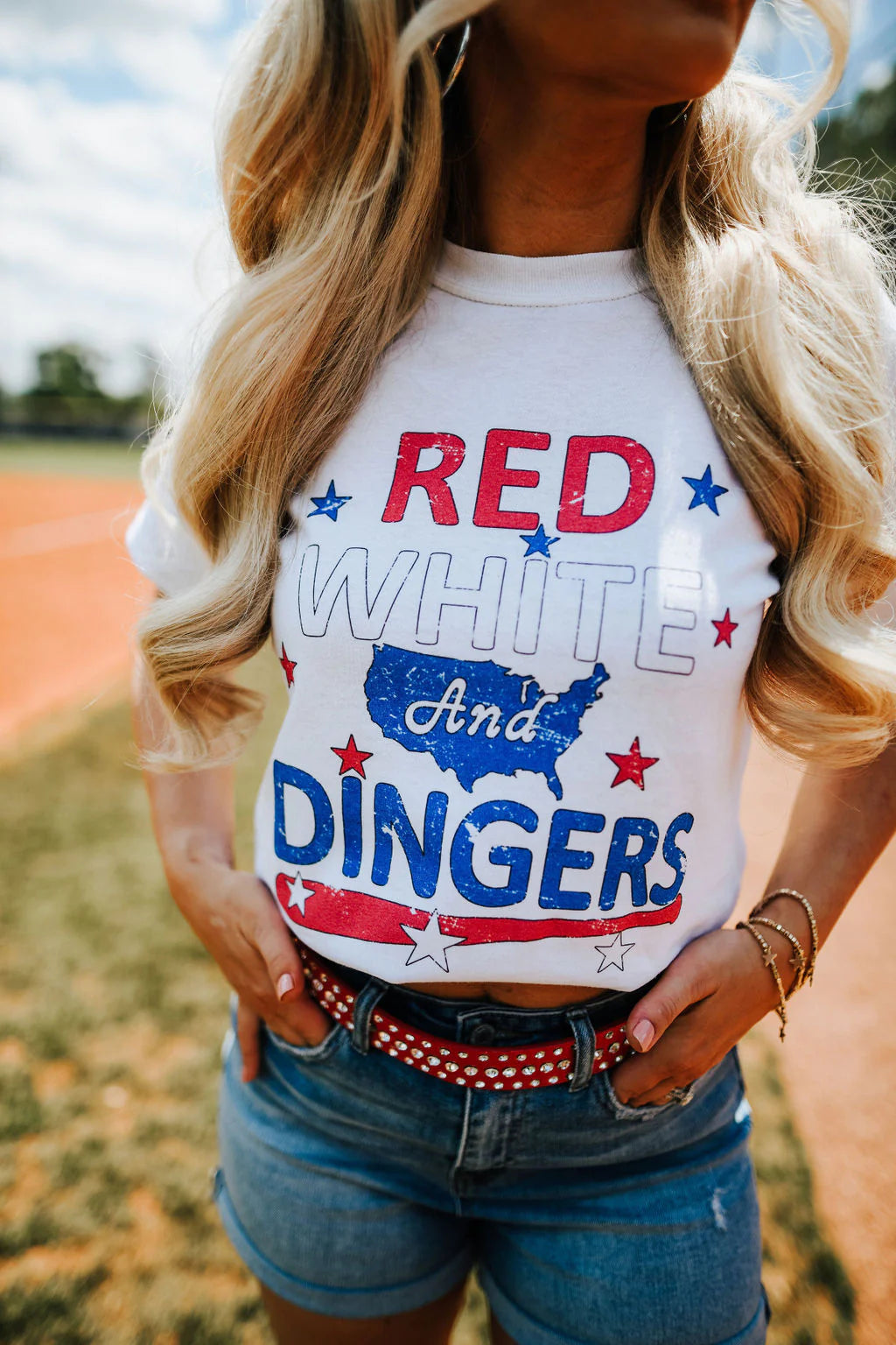 red white and dingers graphic tee